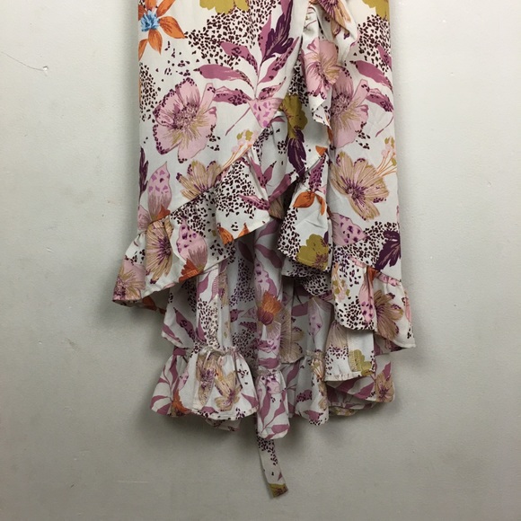 Francesca's floral hi low wrap midi dress with  ruffle hem - Picture 6 of 11